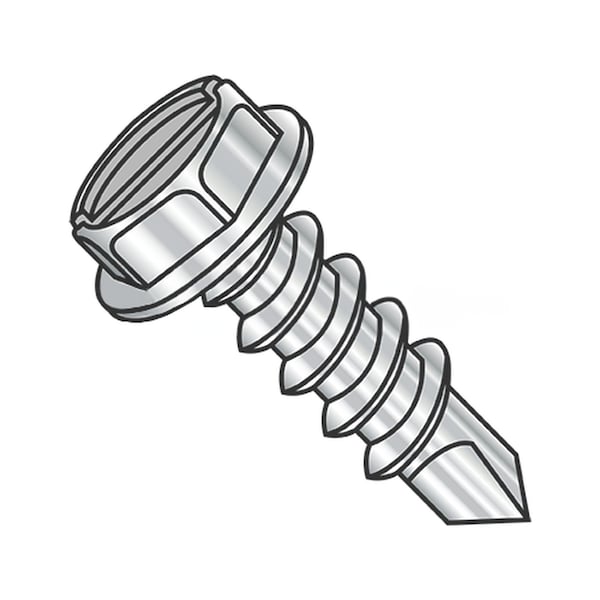Usa Industrials Self-Drilling Screw, #8-18 x 1 in, Plain 410 Stainless Steel Flange Hex Head External Hex Drive BULK-SCRW-11228 - main
